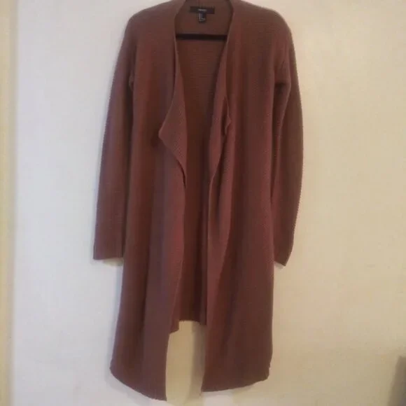 Forever 21 Women's Mocha Long Sleeve Open Front Cardigan Sweater Size: Small - Picture 3 of 12
